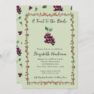 Whimsical Hand-Drawn Vineyard Wine Bridal Shower Invitation