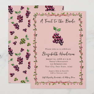 Whimsical Hand-Drawn Vineyard Wine Bridal Shower Invitation