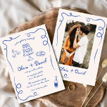 Whimsical Hand Drawn Vintage Photo Blue Wedding Invitation<br><div class="desc">Set the tone for a timeless celebration with this Hand-Drawn Vintage French Whimsical Wedding Invitation. Featuring intricate, artistic floral illustrations and a romantic vintage-inspired font, this design exudes elegance and charm. Its whimsical elements blend perfectly with French countryside aesthetics, creating a sophisticated invitation for couples seeking a touch of old-world...</div>