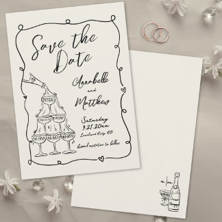 Whimsical Hand Drawn Vintage Wedding Save The Date