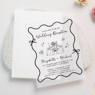 Whimsical Hand Drawn Wavy Frame Wedding Reception  Vellum Invitations