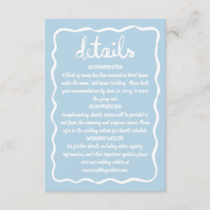 Whimsical Hand Drawn Wavy Light Blue White Frame Enclosure Card