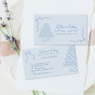 Whimsical Hand Drawn Wedding Cake Bakary Business Business Card
