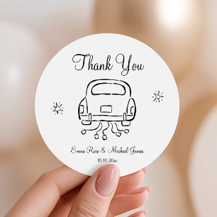 Whimsical Hand Drawn Wedding Classic Round Sticker