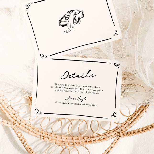 Whimsical Hand Drawn Wedding Details Invitation (Creator Uploaded)