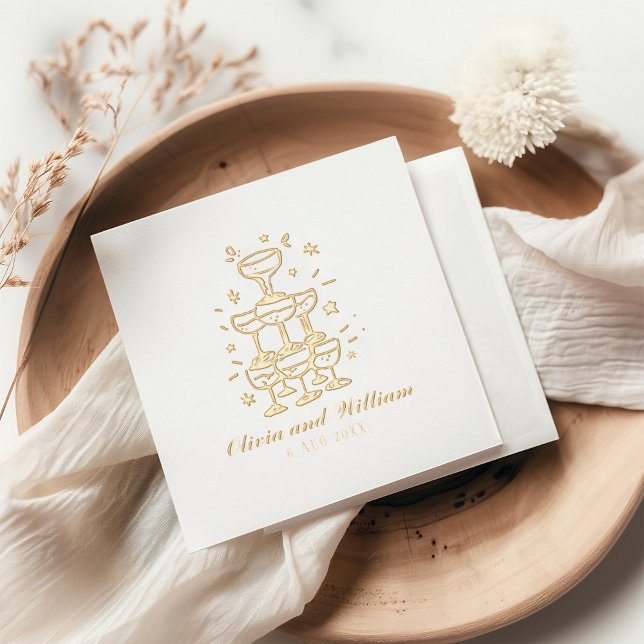 Whimsical Hand Drawn Wedding Foil Napkins (Creator Uploaded)