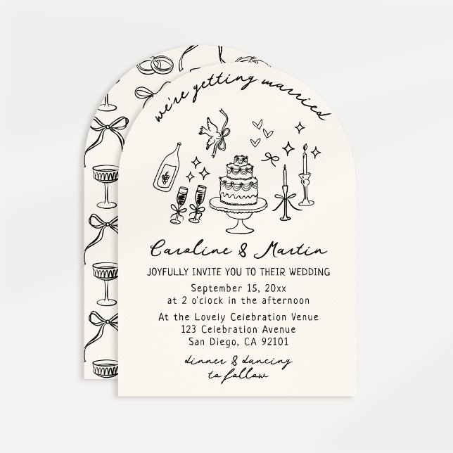 Whimsical, hand drawn wedding invitation (Creator Uploaded)