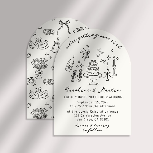 Whimsical, hand drawn wedding invitation (Creator Uploaded)