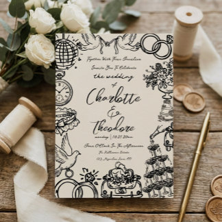 Whimsical Hand-Drawn Wedding Invitation | Creative