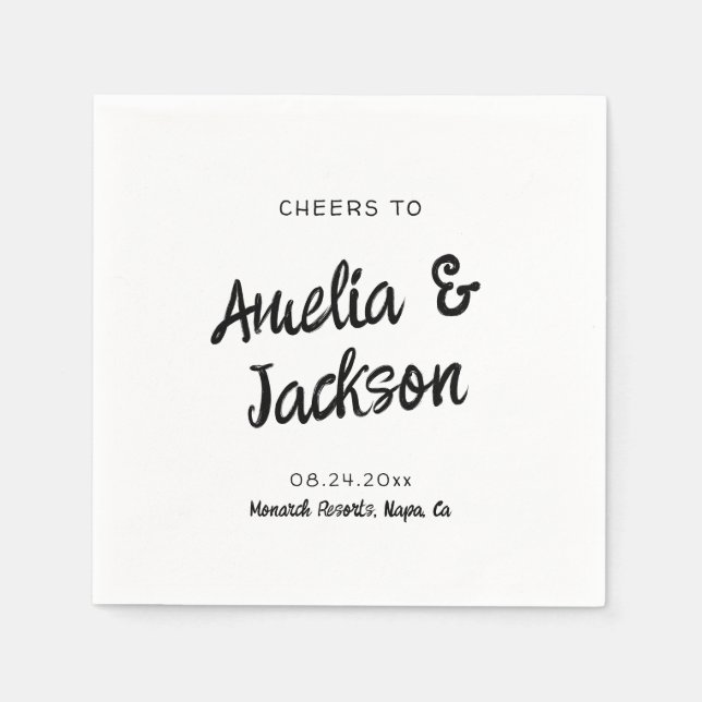 Whimsical Hand Drawn Wedding Invitation Napkin (Front)