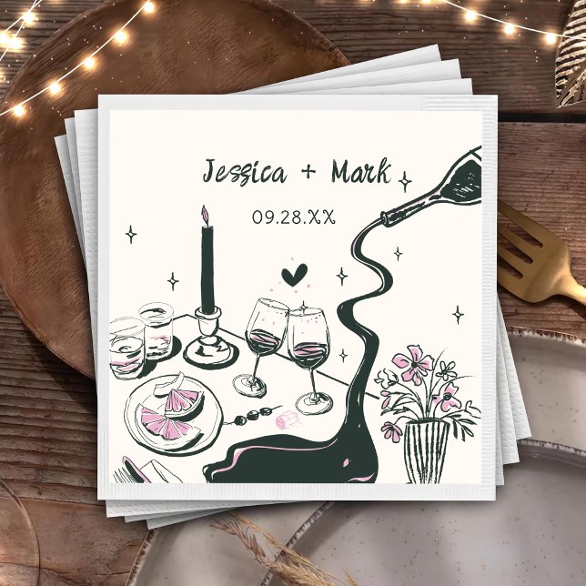 Whimsical Hand Drawn Wedding Napkin (Creator Uploaded)