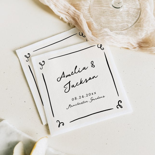 Whimsical Hand Drawn Wedding Napkin (Creator Uploaded)