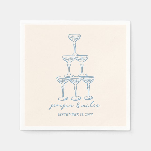 Whimsical Hand Drawn Wedding Napkins (Front)