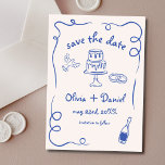 Whimsical Hand Drawn Wedding Navy Blue Save The Date<br><div class="desc">Set the tone for your wedding with this whimsical hand-drawn save the date photo card! Featuring delicate, artistic details and a personalised photo, this design beautifully blends creativity and charm. The soft, elegant typography enhances the romantic theme, while the customisable details ensure it aligns perfectly with your special day. Ideal...</div>