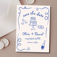 Whimsical Hand Drawn Wedding Navy Blue