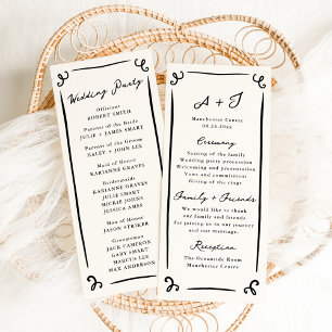 Whimsical Hand Drawn Wedding Program + Party Menu