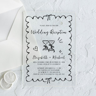 Whimsical Hand Drawn Wedding Reception Acrylic Invitations