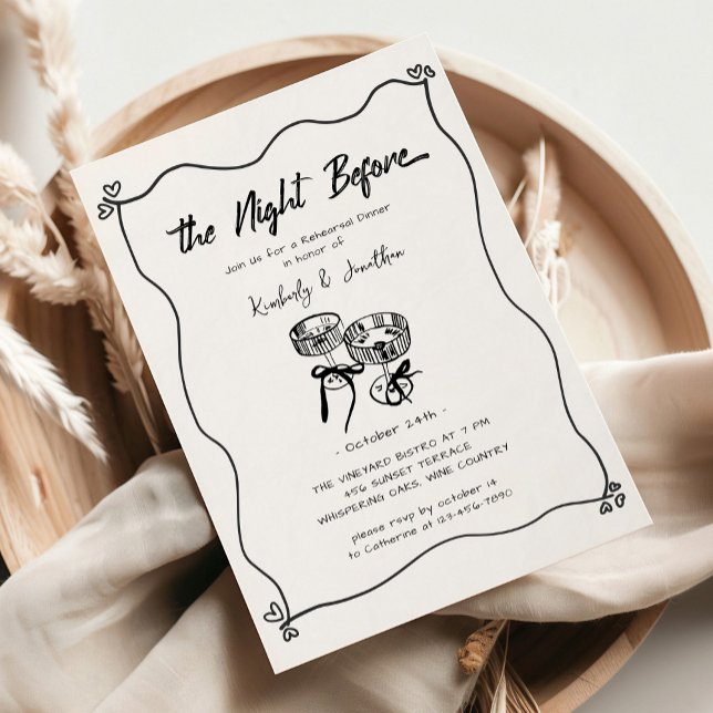 Whimsical Hand Drawn Wedding Rehearsal Dinner Invitation (Creator Uploaded)