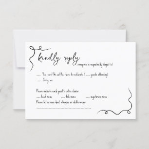 Whimsical hand drawn Wedding RSVP Card