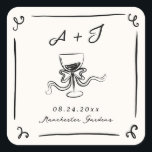Whimsical Hand Drawn Wedding Square Sticker<br><div class="desc">This adorable design features hand drawn elements and a whimsical bold text.</div>