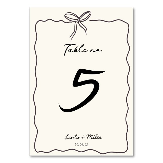 Whimsical Hand drawn Wedding Table Number (Front)