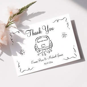 Whimsical Hand Drawn Wedding  Thank You Card