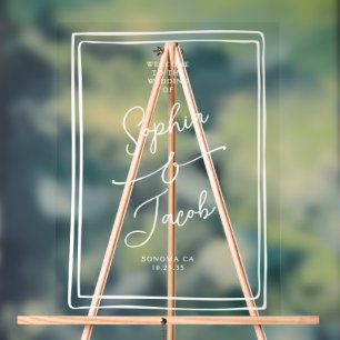Whimsical Hand Drawn Wedding Welcome Acrylic Sign