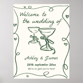 Whimsical Hand Drawn Wedding Welcome Sign