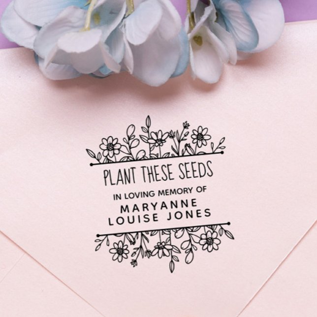 Whimsical Hand-Drawn Wildflowers Plant Seeds Rubber Stamp (Creator Uploaded)