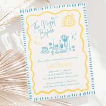 Whimsical Hand Drawn Yellow Wavy Rehearsal Dinner