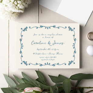 Whimsical Hand Illustrated Couples Bridal Shower Invitation