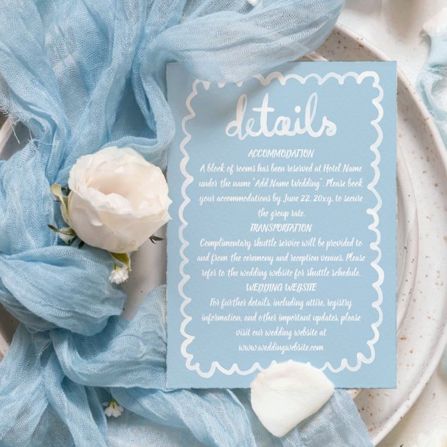 Whimsical Hand Illustrated Light Blue White Frame Enclosure Card (Creator Uploaded)