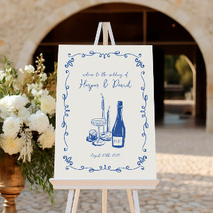 Whimsical Hand Lettered Illustrated Dinner Wedding Poster