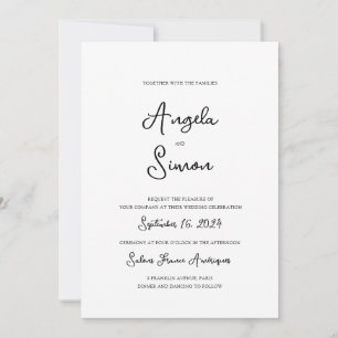 Whimsical Hand Lettered Illustrated Wedding Invitation