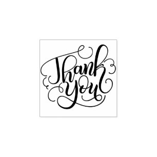 Whimsical Hand Lettered Thank You Script Rubber Stamp