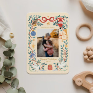 Whimsical Hand-Painted Holiday Photo Card
