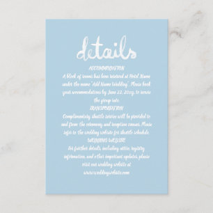 Whimsical Hand Written Simple Light Blue White Enclosure Card