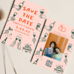 Whimsical Handdrawn Funky Retro Contemporary Save The Date<br><div class="desc">Handpainting Funky Retro Contemporary Save the Date</div>