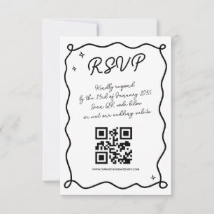 Whimsical Handdrawn Wedding QR Code Kindly Respond RSVP Card