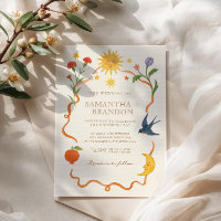 Whimsical handpainted Celestial Folk Wedding