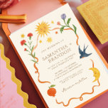 Whimsical handpainted Celestial Folk Wedding  Invitation<br><div class="desc">Celebrate your special day with this whimsical boho wedding invitation, featuring hand-painted watercolor illustrations of the sun, moon, stars, and delicate floral details. Inspired by celestial and folk art motifs, this unique design brings a touch of magic and romance to your wedding celebration. Perfect for couples looking for a bohemian,...</div>