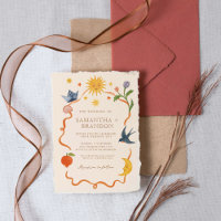 Whimsical handpainted Floral Folk Wedding 