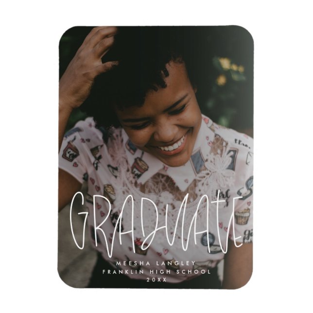 Whimsical Handwriting Overlay Photo Graduation Magnet (Vertical)