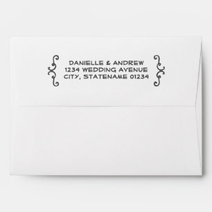 Whimsical Handwritten Black White Wedding Envelope