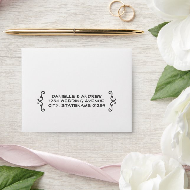 Whimsical Handwritten Black White Wedding RSVP Envelope (Wedding)