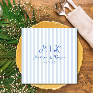 Whimsical Handwritten Blue French Wedding Napkin