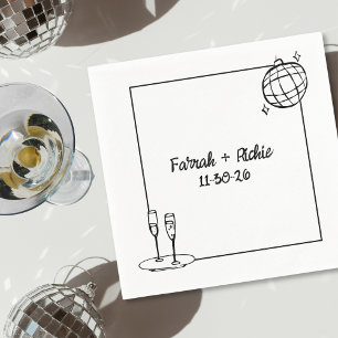 Whimsical Handwritten Disco Personalised Wedding  Napkin