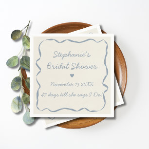 Whimsical Handwritten Dusty Blue Bridal Shower Napkin