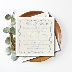 Whimsical Handwritten Dusty Blue Fun Facts Couples Napkin