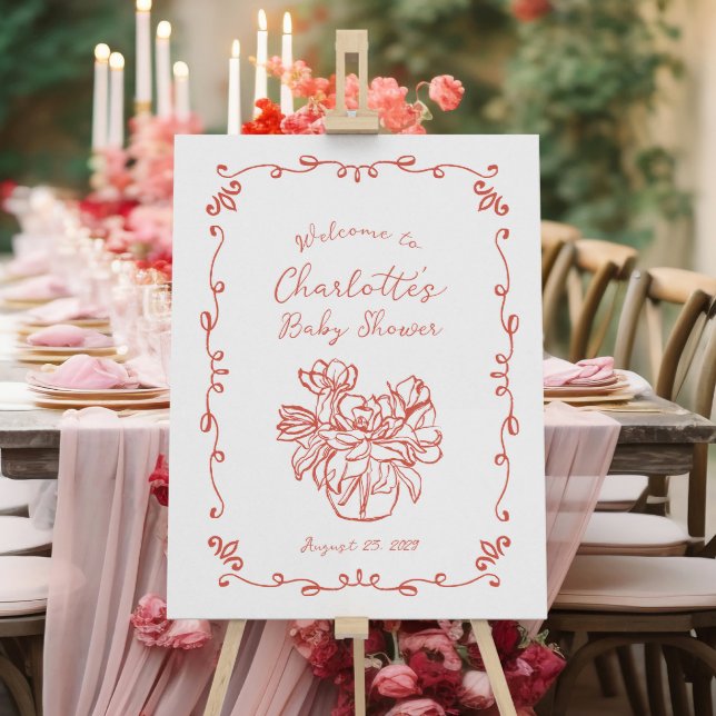Whimsical Handwritten Illustrated Baby Shower Sign (Creator Uploaded)